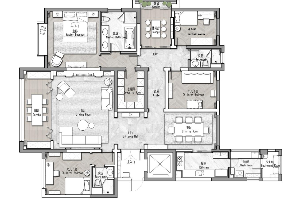  功能已達上限！設計師巧用158㎡實現6口之家擴容秘技  學姐  戶型 四居室 使用面積 158㎡ 