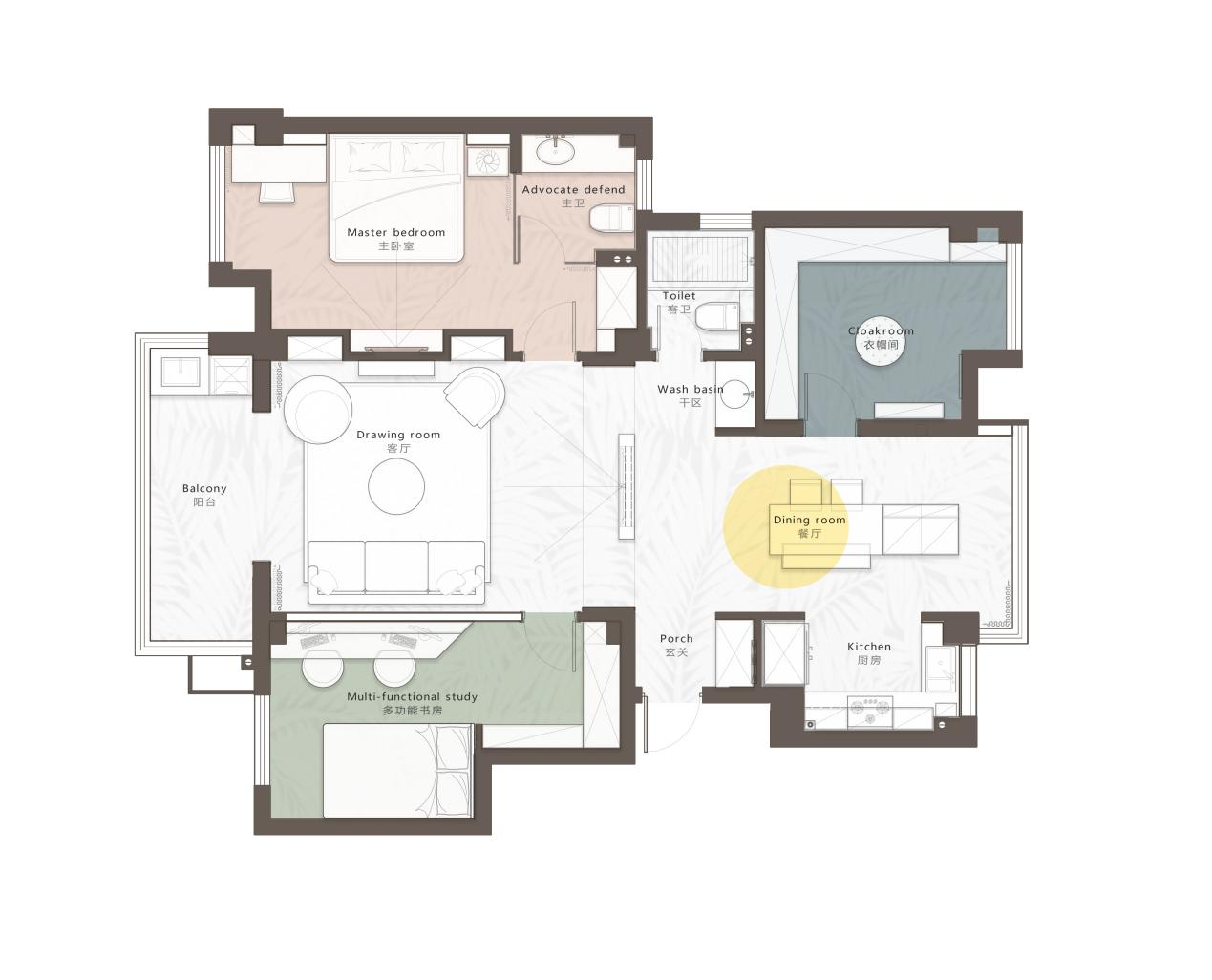 124㎡“色”的魅力，客廳墻變畫廊，留學夫妻的新婚房！	
