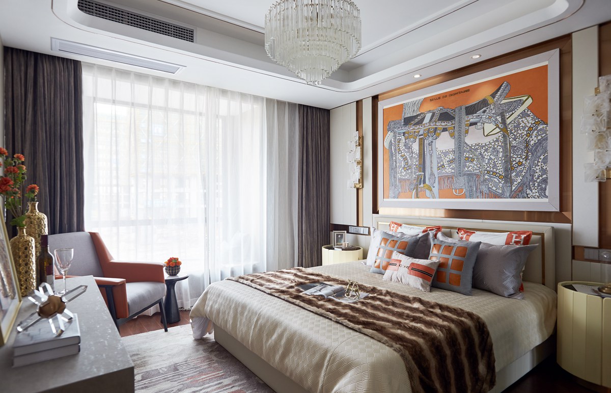 124㎡多口之家，全屋『愛馬仕橙』，雜志里才有的樣子！