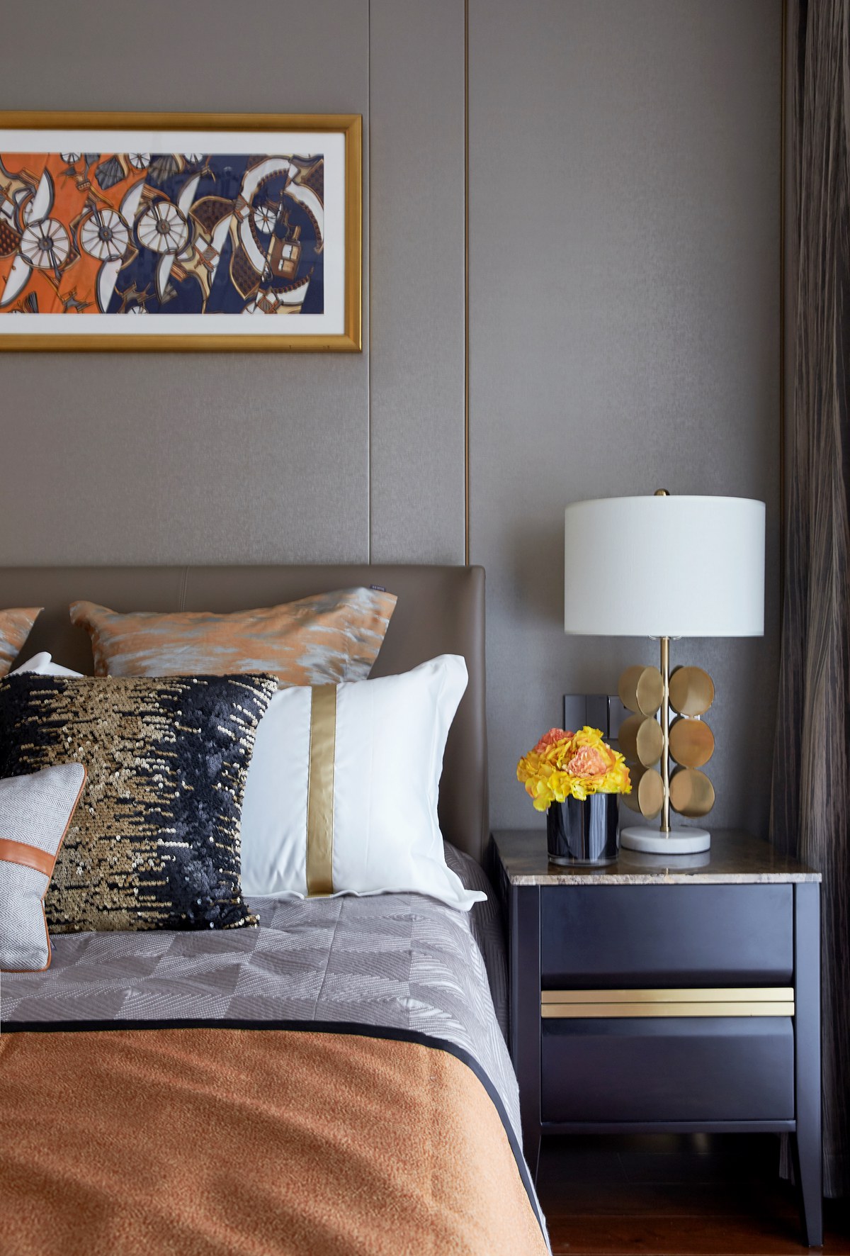 124㎡多口之家，全屋『愛馬仕橙』，雜志里才有的樣子！