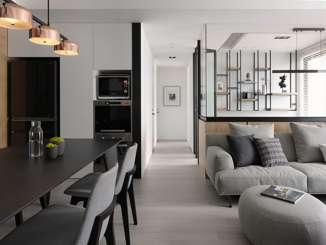 質感爆棚！程序猿的123㎡，玻璃書房直接照搬！