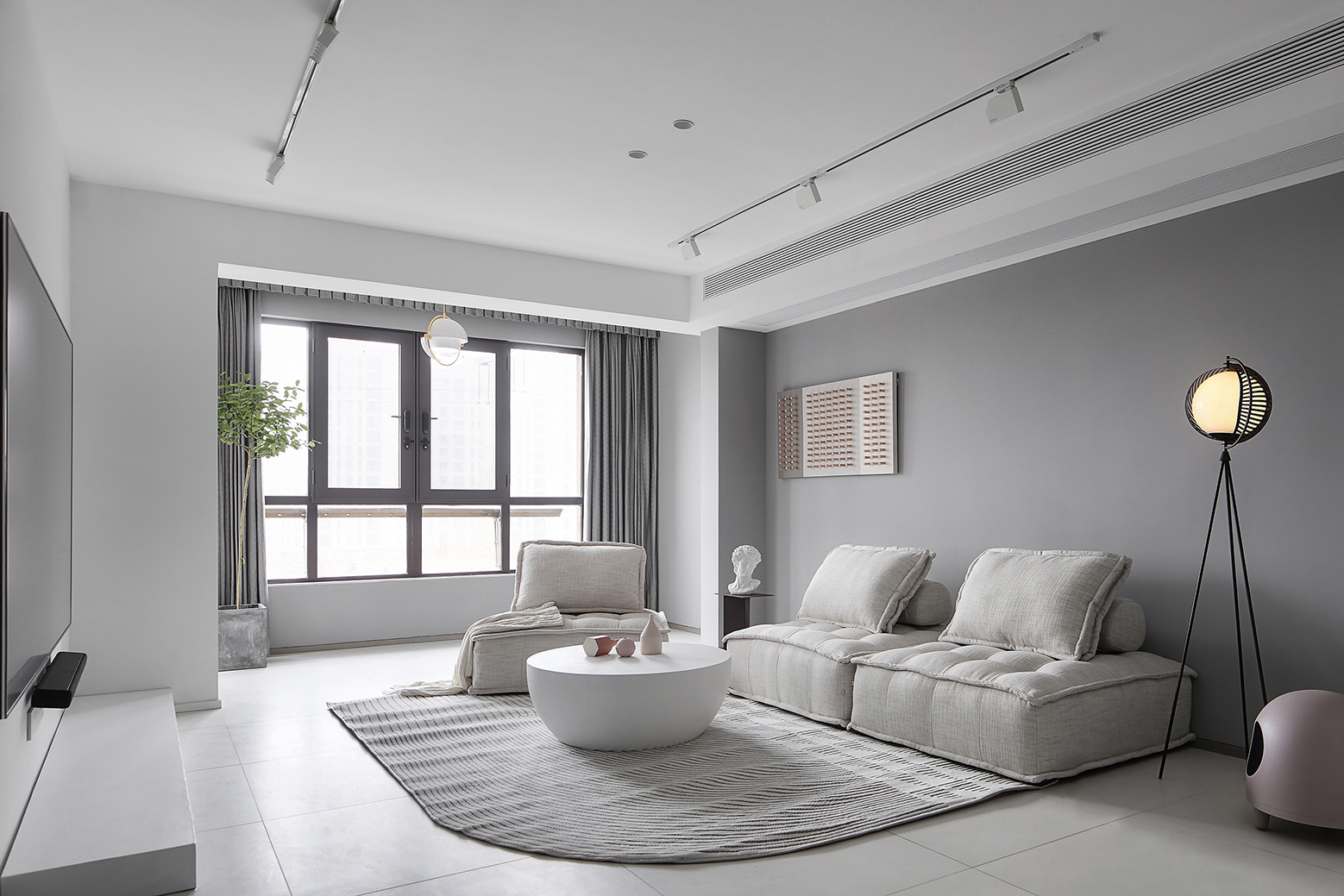 廊坊105㎡北歐陽光宅，高級灰+莫蘭迪色，光影與質(zhì)感交融