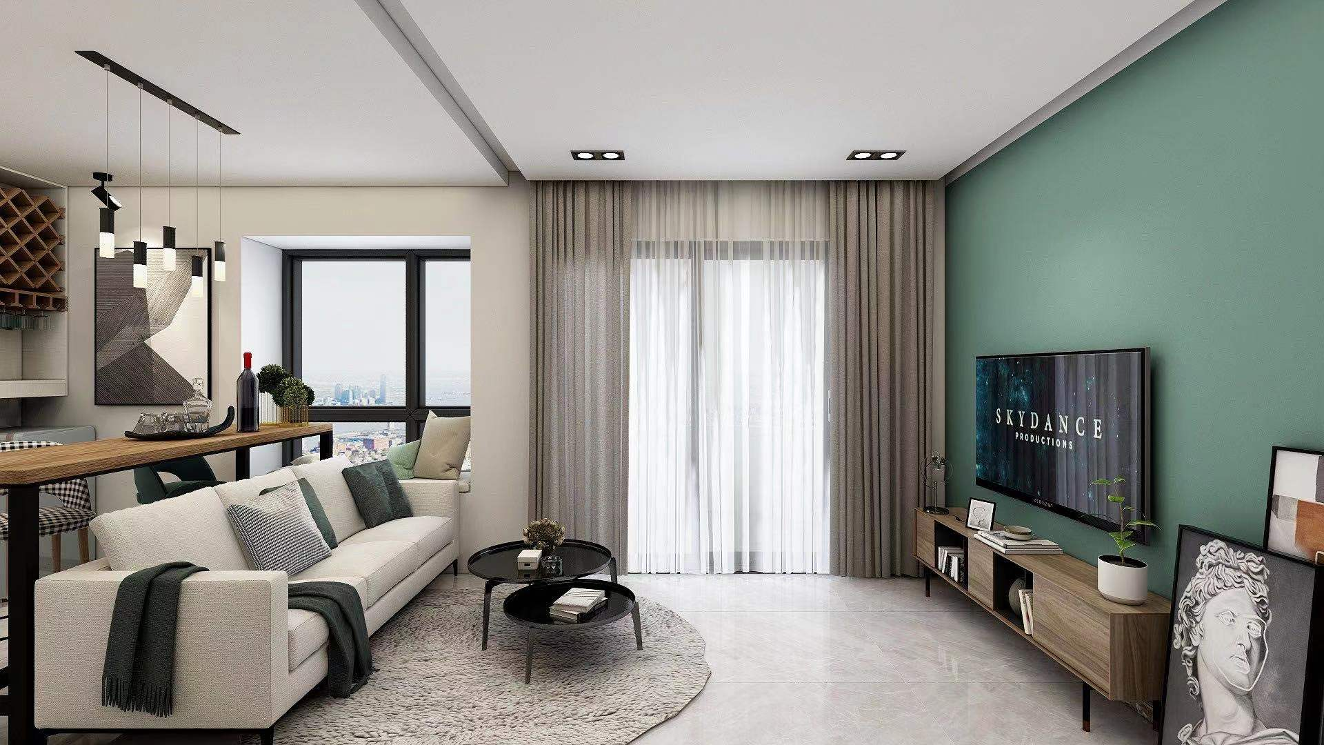 我刷劇，你畫畫，小兩居長形客廳擠出多空間	