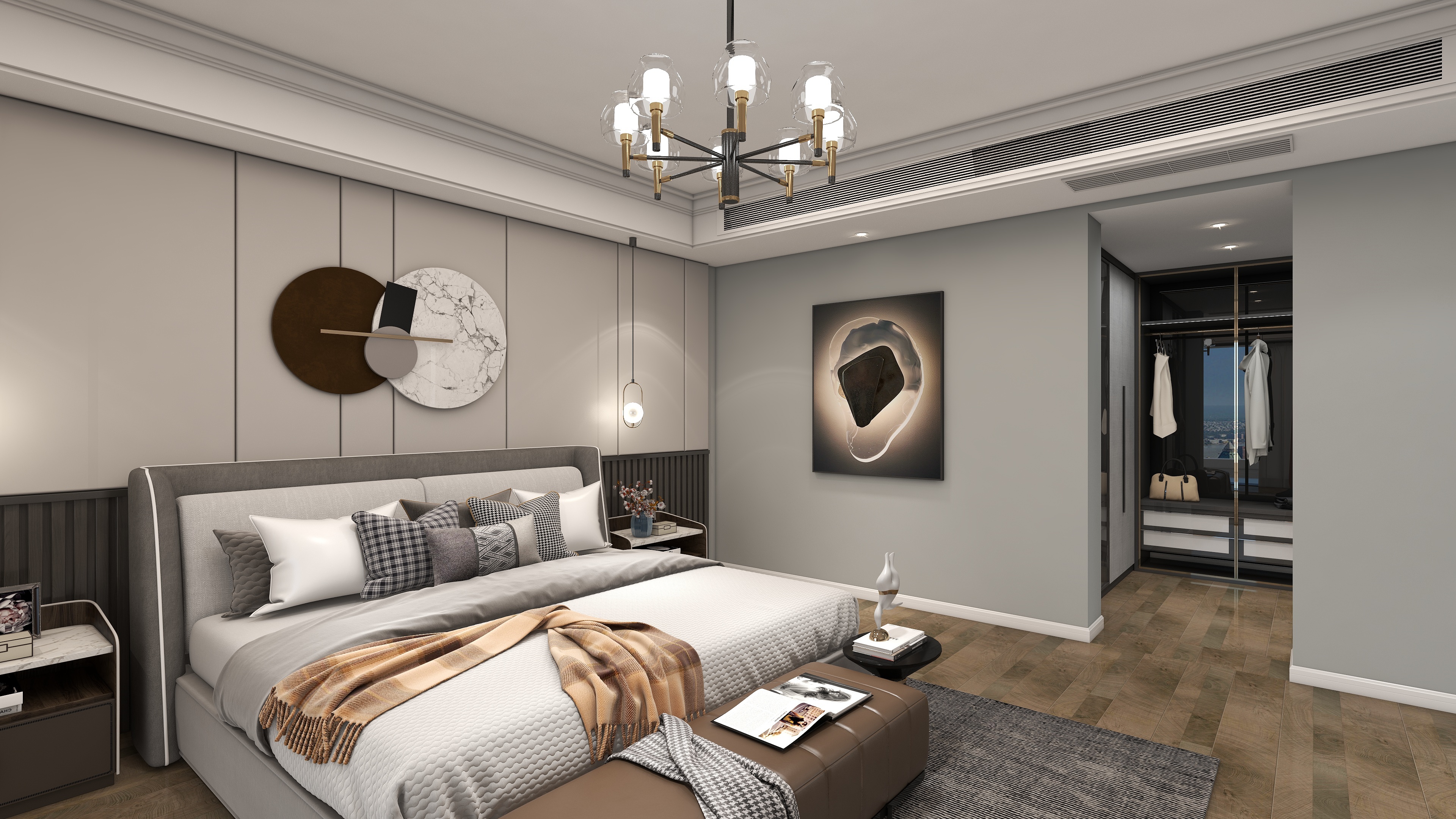 170平大三居，黑灰輕奢結(jié)合莫蘭迪色系，穩(wěn)重不失潮流